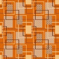 Patchwork seamless pattern texture brown, orange background