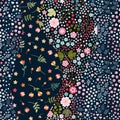 Patchwork seamless pattern. Wavy design from floral patches. Beautiful print for fabric and textile