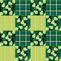 Patchwork seamless retro checkered floral pattern background Royalty Free Stock Photo