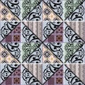 Patchwork seamless retro floral ornamental pattern Royalty Free Stock Photo