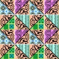 Patchwork seamless retro floral ornamental pattern Royalty Free Stock Photo