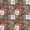 Patchwork seamless retro pattern with buterflies checkered