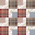 Patchwork seamless retro pattern with buterflies checkered