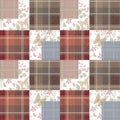 Patchwork seamless retro pattern with buterflies checkered Royalty Free Stock Photo