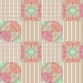 Patchwork seamless retro pattern with buterflies checkered Royalty Free Stock Photo