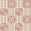 Patchwork seamless retro pattern with buterflies checkered