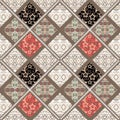 Patchwork seamless retro stars geometric pattern background Royalty Free Stock Photo