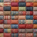 A patchwork of small, rectangular cushions, arranged in a grid pattern Royalty Free Stock Photo