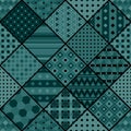 Patchwork with square geometric patterns in dark colors. Vector drawing Royalty Free Stock Photo