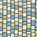Patchwork style tribal bricks seamless texture, pastel colors Royalty Free Stock Photo