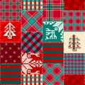 Patchwork textile pattern. Seamless quilting design background. Merry Christmas cozy pattern. Royalty Free Stock Photo