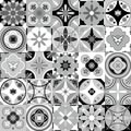 505_Tile black and white Azulejo set Portuguese Royalty Free Stock Photo