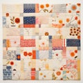 Patchworks Quilt: White And Orange Design With Calm And Meditative Theory