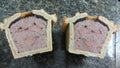 Pate of porc in pastry filled with chicken liver