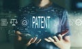 Patent concept with young man Royalty Free Stock Photo