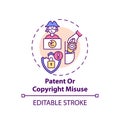 Patent and copyright misuse concept icon