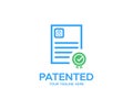 Patent document concept logo design. Documents for registration of a patent for an invention.