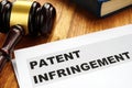 Patent infringement and gavel. Copyright law. Royalty Free Stock Photo