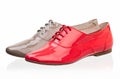 Patent leather women shoes against white