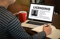 Patent License agreement LICENSING business man hand working o Royalty Free Stock Photo