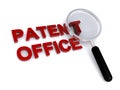 patent office with magnifier on white Royalty Free Stock Photo