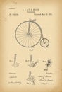 1885 Patent Velocipede Bicycle history invention Royalty Free Stock Photo