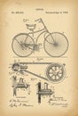 1890 Patent Velocipede Bicycle history invention Royalty Free Stock Photo