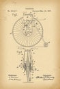 1887 Patent Velocipede Bicycle Unicycle history invention Royalty Free Stock Photo