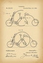 1884 Patent Velocipede Tandem Bicycle archival history invention Royalty Free Stock Photo