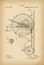 1885 Patent Velocipede Tricycle Bicycle archival history invention Royalty Free Stock Photo