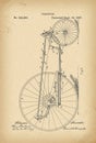 1887 Patent Velocipede Tricycle Bicycle archival history invention Royalty Free Stock Photo