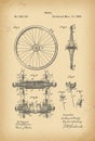 1896 Patent Velocipede wheel Bicycle archive history invention Royalty Free Stock Photo