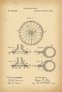 1894 Patent Velocipede wheel Bicycle archival history invention Royalty Free Stock Photo