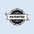 Patented badge. Vector. Patented stamp icon. Certified badge logo. Stamp Template. Label, Sticker, Icons. Vector EPS 10. Isolated