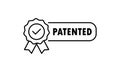 Patented icon. Patented product award icon. Registered intellectual property, patent license certificate submission. Vector on