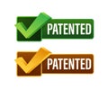 Patented label. Intellectual property icon. Vector stock illustration. Royalty Free Stock Photo