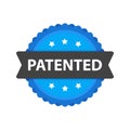 Patented stamp vector label, flat cartoon patent badge