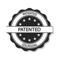 Patented stamp seal. Stamp for patented and certified. Round badge for patent, certify, quality and verified. Sign for product.