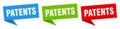 patents banner. patents speech bubble label set.