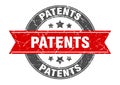 patents round stamp with ribbon. label sign