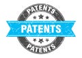 patents round stamp with ribbon. label sign
