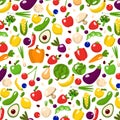 patern of colorful hand drawn fresh tasty vegetables and fruits isolated on white background Royalty Free Stock Photo