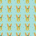 Patern seamless pattern with cute hares and elements