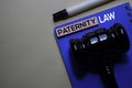 Paternity Law text on sticky notes and gavel isolated on office desk. Justice law concept Royalty Free Stock Photo