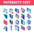 Paternity Test Dna Isometric Icons Set Vector