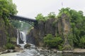 Paterson, NJ / USA - 7/8/20: Landscape view of the Great Falls of the Passaic River. a prominent waterfall, 77 feet 23 m high, Royalty Free Stock Photo