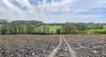 Path across ploughed field