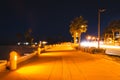 Path along the beach at night in Clearwater Beach, Florida. Royalty Free Stock Photo