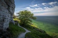 Path along the limestone cliffs along the west coast of Gotland, Sweden