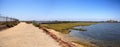 Path along the peaceful and tranquil marsh of Bolsa Chica wetlands